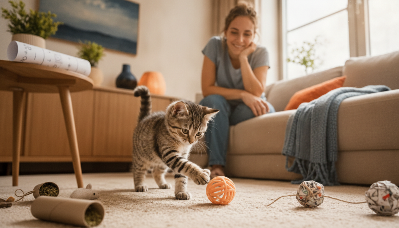 Indoor Cat Enrichment Routine: DIY Toys + Printable Plan
